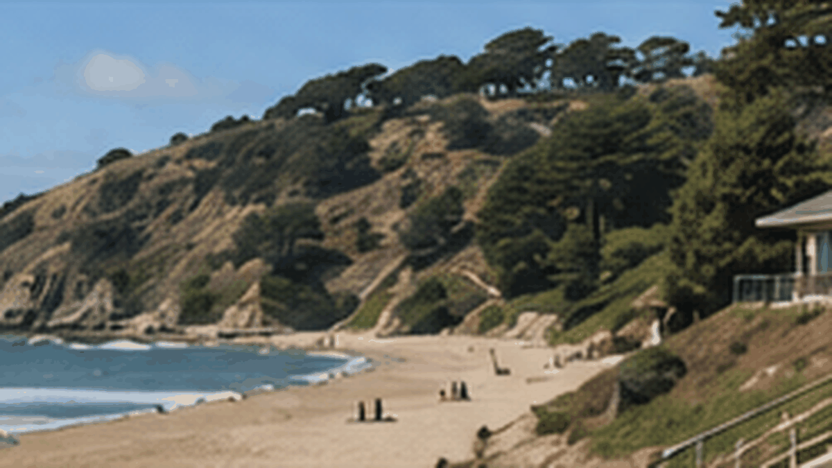Representative scenic view of China Beach and its hillside access area in San Francisco.