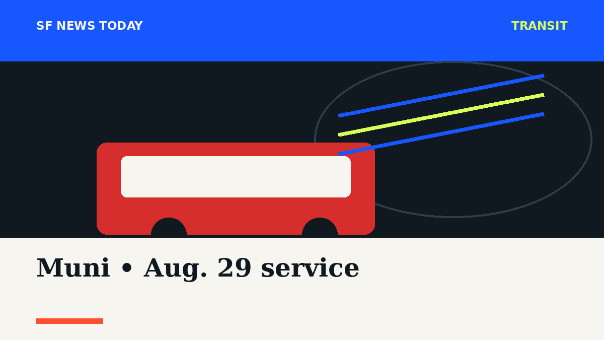 Illustrated San Francisco transit corridor with a red bus and rail service lines.