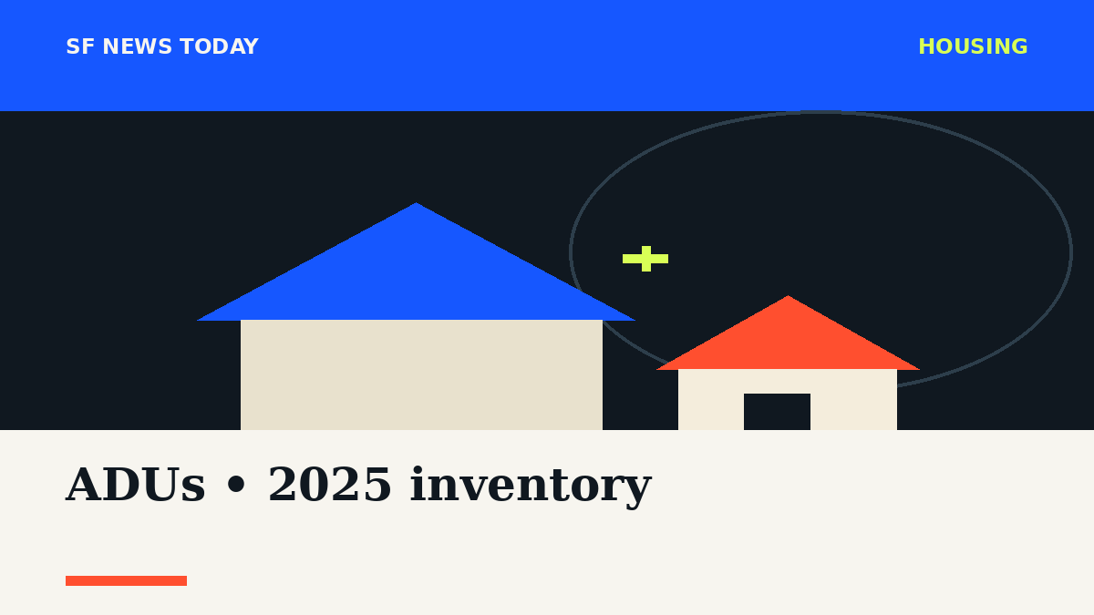 Illustrated San Francisco house with a smaller accessory dwelling unit addition.