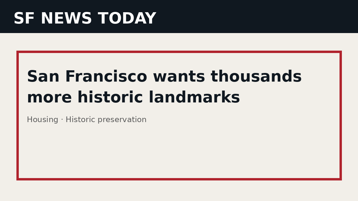 SF News Today illustration combining San Francisco Victorian buildings, housing plans and a permit map.