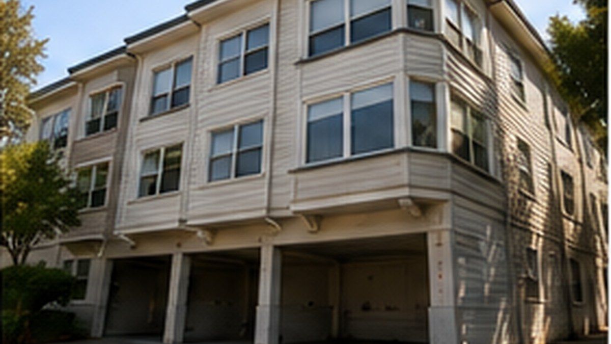 Representative San Francisco multifamily building with open garage bays at the ground floor.