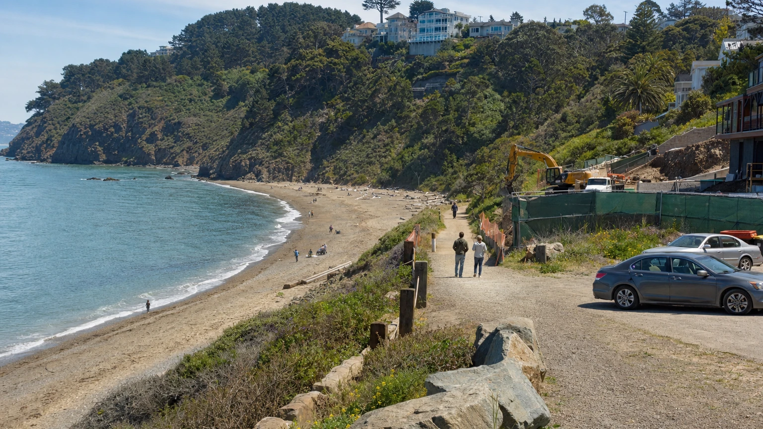 Representative scenic view of China Beach and its hillside access area in San Francisco.