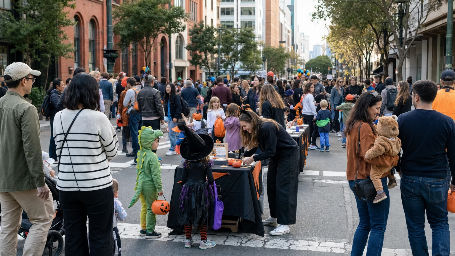 Representative editorial illustration of a San Francisco nighttime street event; not a photograph of Nightmare on Front Street.